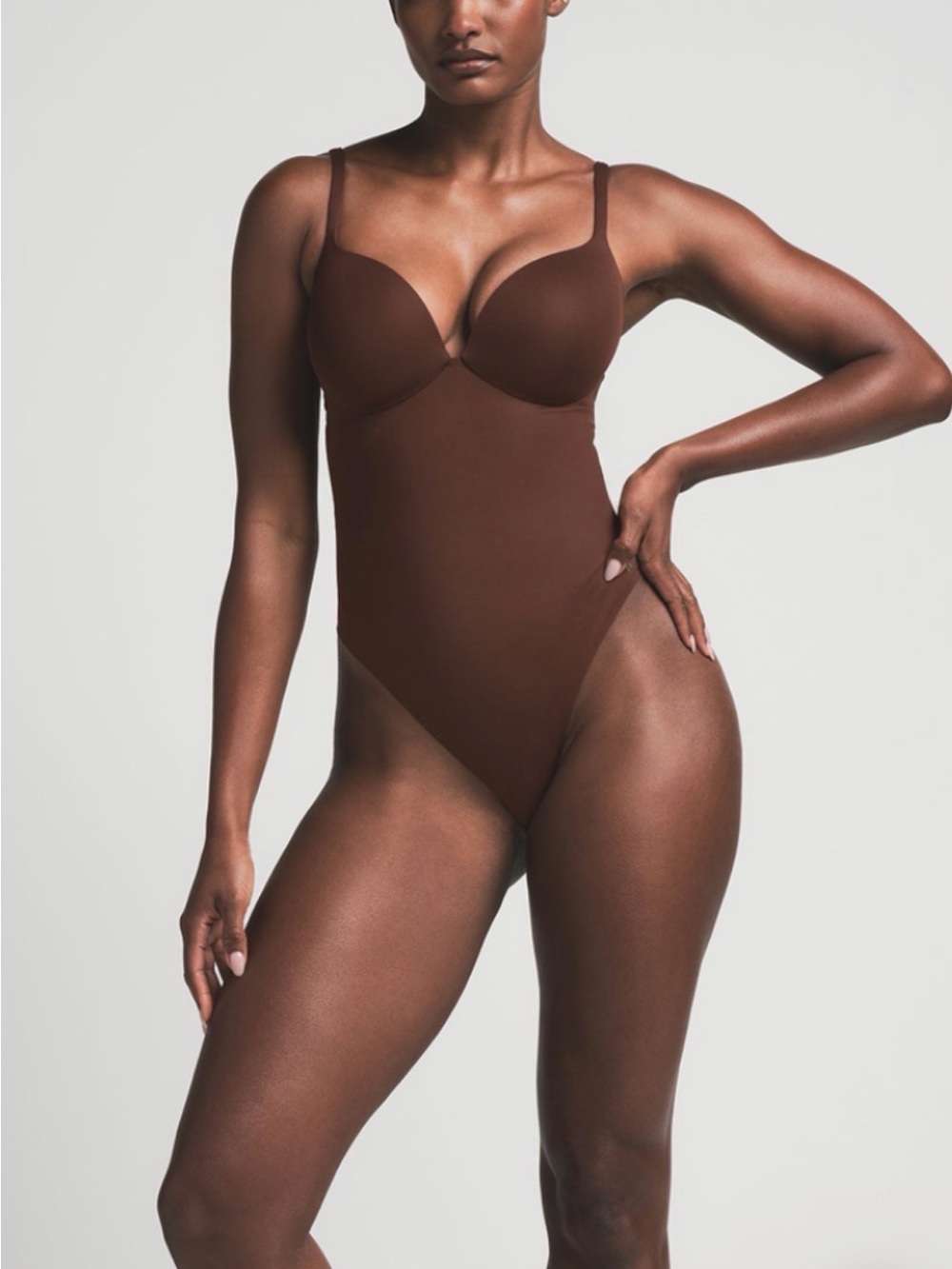 SKIMS Ultimate Thong Bodysuit in Cocoa